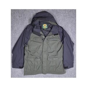 Cabelas Dry-Plus Tourney Trail Jacket Mens XL Green‎ Navy Hooded Parka 981383